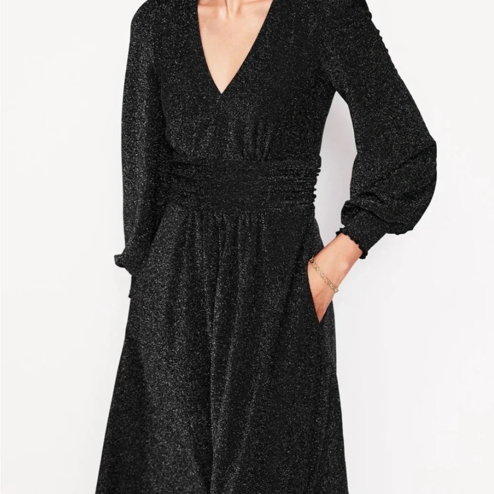 Boden Daphne Metallic Midi Dress in Black - Picture 6 of 12